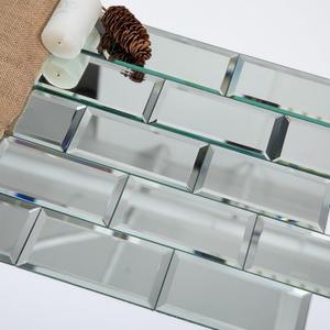 Peel and Stick Mirror Tiles, 3x6 Inch Beveled Mirror Subway Tiles for Kitchen Backsplash Bathroom Wall 40 Pcs