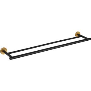GERZWY Bath Double Towel Bar 30-Inch Stainless Steel Bathroom Towel Rail Wall Mounted Hand Towel Holder Black & Gold