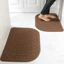 COSY HOMEER 32X20 Inch Anti Fatigue Kitchen Rug Mats are Made of 100% Polypropylene Half Round Rug Cushion Specialized in Anti Slippery and Machine Washable,Brown(2 pcs)