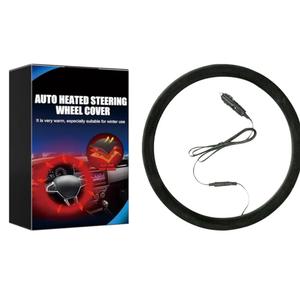 Heated Steering Wheel Cover,15" 12V Steering Wheel Warmer Heated Steering Wheel Protector Cover for Winter Universal, Suitable for Standard Size Cars, Trucks, Vans, SUV1