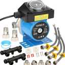 Instant Hot Water Recirculating Pump Kit with Built-in Timer  Compatible with Watts 0955805 & Grundfos 595916 Systems, Includes 2 Brass Sensor Valves (595926), 4 Supply Lines, and 4 Adapters