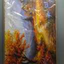 FUHAIHUA Large Wood Framed Wall Decor For Living Room Canvas Wall Art For Office Modern Wall Decorations For Bedroom Reddish Orange Tree Painting Farmhouse Pictures Artwork Room Home Decor 24x48 In