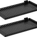 Heavy Duty Slatwall Shelf 24x12Inch, Steel Slatwall Accessories Storage Rack for Garage, Retail, Workshop (2, 24x12Inch)
