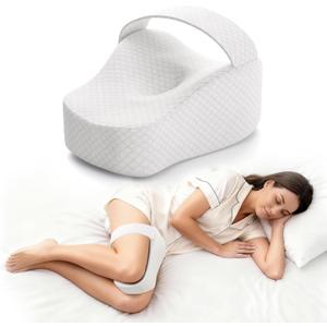 Knee Pillow for Side Sleepers, Memory Foam Leg Pillow for Side Sleeping, Between Legs Pillow for Relief Sciatica Hip Lower Back Pain, White