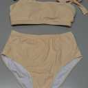 Herseas Women's Tie Shoulder Bikini Sets 2 Piece Striped Swimsuits High Waisted Bathing Suits, M