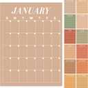 12 Pcs Brown Undated Calendars 16' x 20' Large Erasable Wall Calendar 12 Month Dry Ease Reusable Planning Yearly Blank Planner Reserved Grid for Office Home Educational Study Room Back to First Day (Harvest)