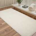 Large Bathroom Rugs Runner Non Slip Bath Mat 17" x 47", Quick Dry Bath Mat, Machine Washable Bathroom Rugs, Beige, Thin Bath Mat