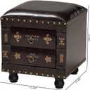 Baxton Studio Ottomans, One Size, Dark Brown, 15.8"D x 15.8"W x 17.5"H, 
Traditional Antique Inspired storage ottoman
Constructed from MDF wood in a distressed finish