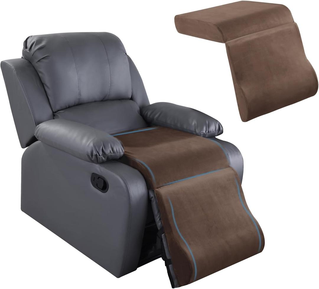 HOMBYS Foam Recliner Cushion with Leg Pillow for Elderly Large Square Seat Cushion Wave Shape Footrest for Armchairs Couch, Medium Thick & Supportive, Non-Slip Design, Coffee Color