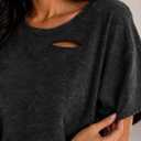 SOFIA'S CHOICE Women Oversized Short Sleeve Crop Top Ripped Distressed Tee Shirts Vintage Boxy Acid Wash Tshirt (M)