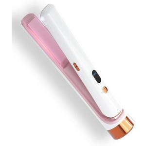 Cordless Hair Straightener Portable Travel Rechargeable Flat Iron, Fast Heating, Adjustable Temperature for Professional Straightening & Curling  Portable and Travel-Friendly (White)