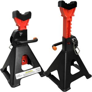 Upgraded 3 Ton Jack Stands (6,600 LBs) with 2 Crossbars for Enhanced Safety & Stability, Heavy Duty Jack Stands 11.61" to 16.34" Adjustable with Rubber Pads for Trucks, SUV, ATV/UTV (1 Pair) (Black+Orange)