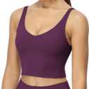 icyzone V Neck Sport Bra for Women, Wireless Padded U Back Yoga Running Bra (Large)