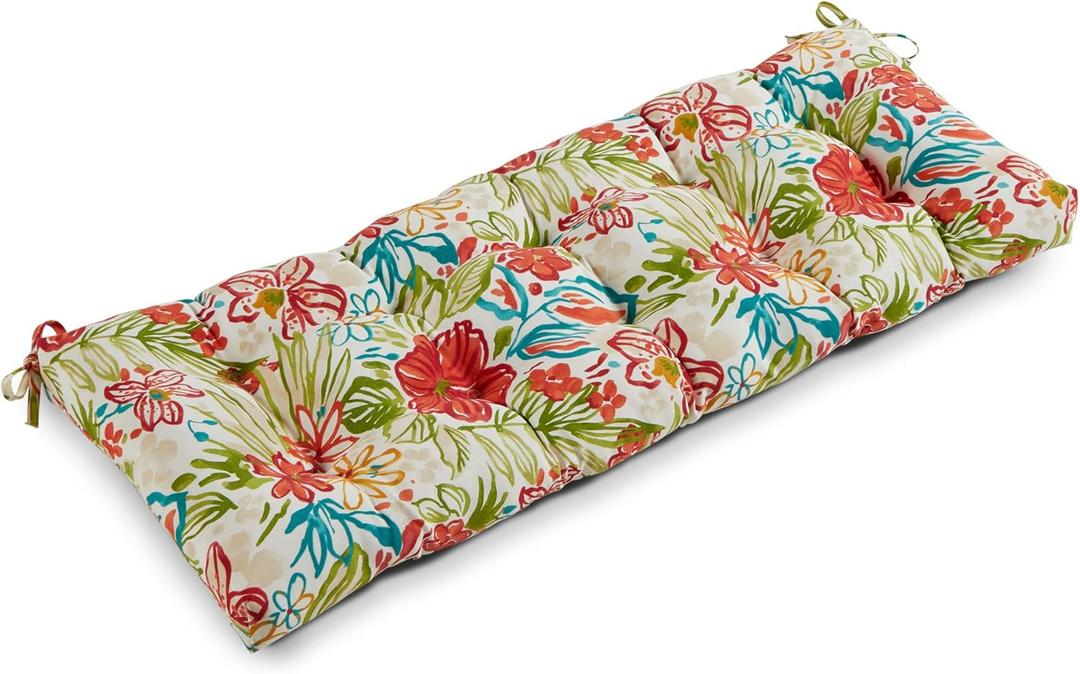 Greendale Home Fashions Outdoor 51x18-inch Bench Cushion, Set of 1, Garden Floral