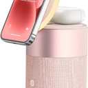 COLSUR Bluetooth Speaker, Magnetic Wireless Charger, Bluetooth Speakers with Night Light, 2 in 1 Wireless Charging Station for iPhone 17/16/15/14/13/12 Series, AirPods Pro 2/4/3/2Gift Ideal (Pink)