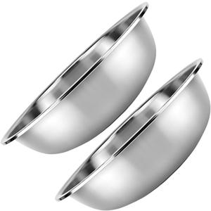 MERRYHAPY 2 Pcs Multi Functional Stainless Steel Basin Large Vegetable Washing and Mixing Bowls for Salad Fruits and Kitchen Use and Easy to Clean (30x30x8cm, Silver)