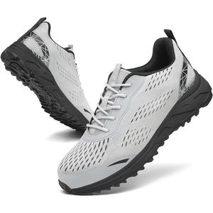 VikoViren Steel Toe Shoes for Men Women Comfortable Lightweight Safety Work Shoes Non Slip Puncture Proof Indestructible Construction Steel Toe Sneakers (13.5 Women/12 Men, Grey Black)