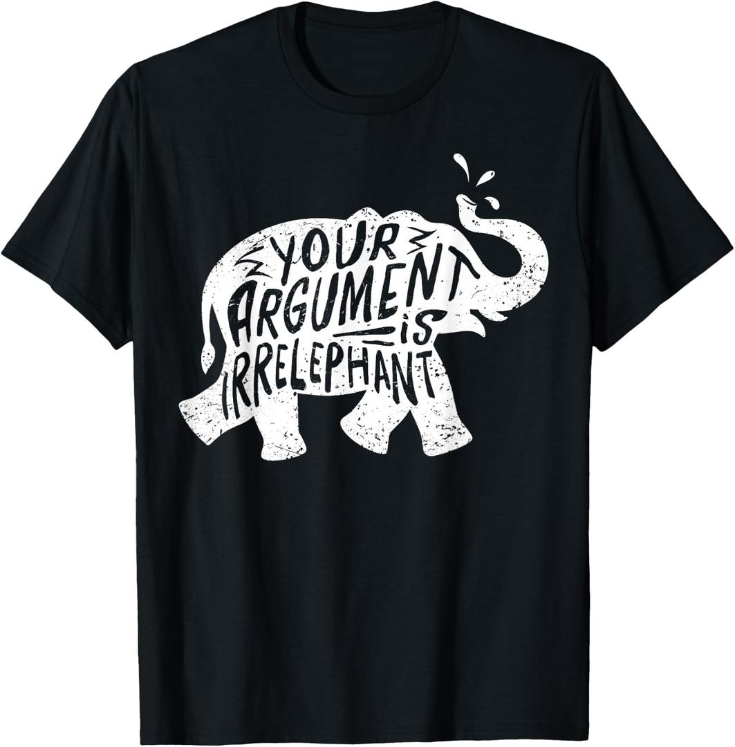 Funny Elephant Irrelephant Pun T-Shirt for Pun Lovers T-Shirt (Black), XL
