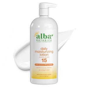 Alba Botanica Daily Moisturizing Lotion SPF 15, Normal to Dry Skin, with Shea Butter and Aloe, 32 Oz