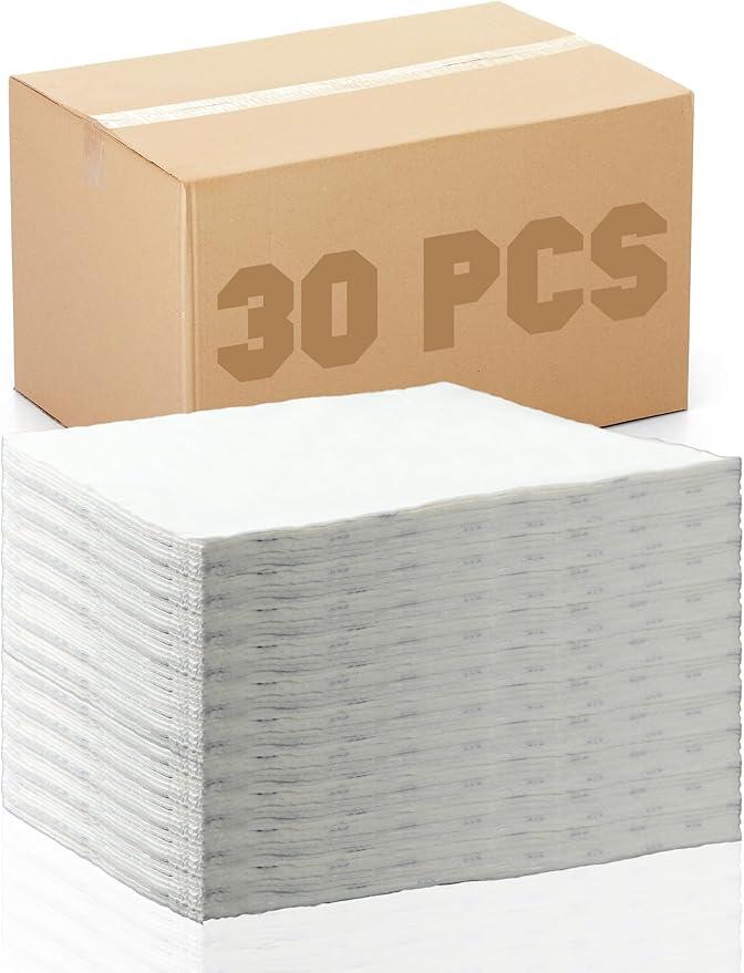 Domensi 30 Pcs Water Absorbent Pads 14" x 16" Water Absorbing Mat Wringable Reusable Absorbing Garage Mat for Home Basements Garages Kitchen Bathroom Floor