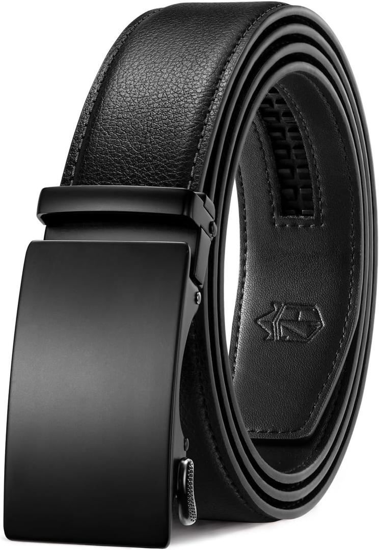 Zitahli Belt Men,Leather Ratchet Belt for Men Dress Casual Every Day with Adjustable Buckle,Trim to Fit For Gift