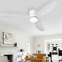 Depuley Flush Mount Ceiling Fan: 52-Inch White Ceiling Fans with Lights for Bedroom Indoor Outdoor - Low Profile Ceiling Fans with Remote Control 24W 3CCT Dimmable 3 Reversible White Blades 6 Speeds