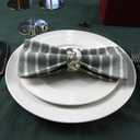 Broad Striped Cotton Blended Dinner Cloth Napkins - Set of 12 (40 x 30 cm) - for Christmas Events & Home Use (Green)