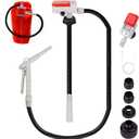 Fuel Transfer Pump (3.2GPM) with Hand Nozzle for Quick Stop Flow Control, 51" Hose Automatic Gas Pump with 4 Gas Can Fittings, USB and Battery Powered Portable Siphon Pump for Oil, Gasoline, Diesel