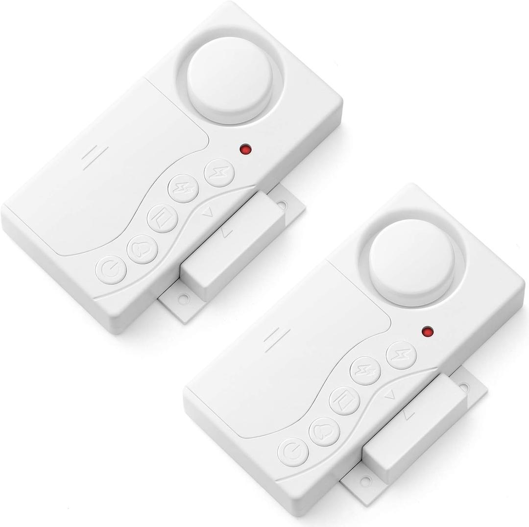 WSDCAM Freezer Door Alarm When Left Open, 3/15/30/60 Seconds Adjustable Delay Wireless Fridge Alarm, 4-in-1 Sensor Chime Door Open Loud Bells Chimes 108dB, Refrigerator Alert 2 Pack