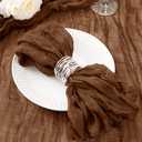 DeZerlor 12 Pack Brown Cheesecloth Napkins Tan Spring Cloth Napkins Set of 12 Marron Dinner Napkins Bulk 21x21 Inches for Wedding Bridal Shower Baby Shower Valentine's Day