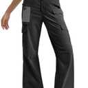 Moosehill Women's-Cargo-Hiking-Pants-High-Waisted Wide Leg Water Resistance Lightweight Stretch for Work Casual Outdoor, Size 8/M