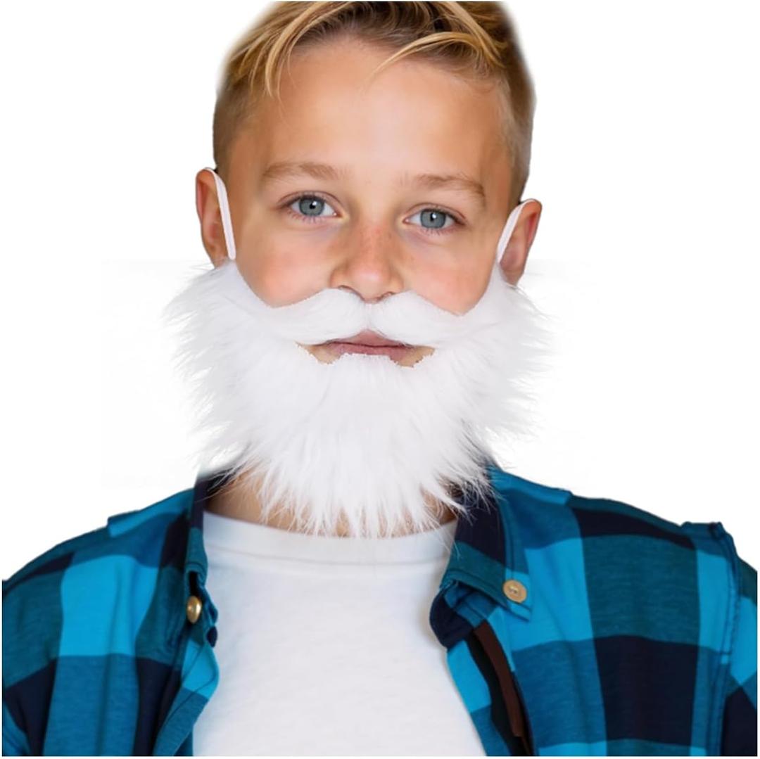 Honcloud Realistic Fake Beard with Adjustable Band, Well - Suited for complementing Halloween Party Outfits (White)