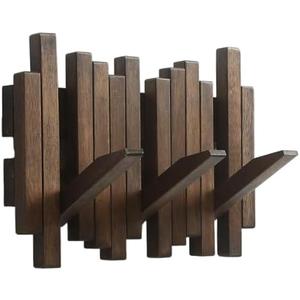 Modern Wooden Coat Rack Wall Mount | 3-Hook Flip Down Piano Design Coat Rack Wall | Natural Acacia Wood with Wax Oil Finish | Decorative Wall Art for Entryway, Hallway & Bedroom