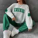 St. Patrick's Day Sweatshirt for Women Lucky Shamrock Long Sleeve Sweater Irish Clover Casual Graphic Pullover Tops (XL)