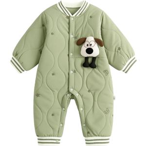 JiAmy Baby Snowsuit Infant Printed Winter Onesie Baby Button Thin Fall Winter Outfits Romper 3-12months (Green)