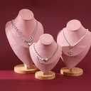 2 Pack of Solid wood props portrait model chain and long necklace display props, jewelry retail store counter model necklace pendant jewelry stand rack for vender selling (pink, 2 Pack (M+L))