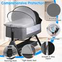 Bassinet Mosquito Net Cover - Half-Blackout Mosquito Net for Baby Crib & Bedside Sleeper, Breathable Crib net with 2-Way Zipper, Sun-Blocking Baby Mosquito Net Cover (Black-Small)