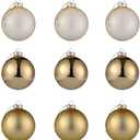 AOMOONOA Gold Glass Christmas Ball Ornaments, 3.15" Christmas Hanging Ornament for Xmas Tree Set of 8with 2Different Finishes, Glass Xmas Baubles for Holiday Party Decorations Gift