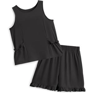 Girls Clothing 2 Piece Summer Set Short Sleeve Tops Shirts Baggy Shorts with Pockets Fashion Outfits for Kids (Blue)