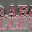8 Pcs Baby Shower Decorations for Girl Pink LED Letters, 8.7 Inch