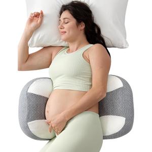 Momcozy Portable Pregnancy Pillow for Sleeping, Plus W Shaped Maternity Pillow for Side Sleeper, Support for Back, Belly, HIPS for Pregnant Women, Adjustable Travel Wedge Pillow