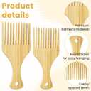 2-Piece Bamboo Afro Hair Pick Comb Set, Bamboo Comb Set for Afro Hair 9 Teeth Wooden Hairs Picks for Women Men Hairs Styling Tool for Thick Curly & Beard