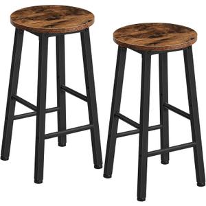 HOOBRO Bar Stools, Barstools Set of 2,Counter Height Barstools, 24.8" Bar Stools for Kitchen Island, Industrial Bar Chairs, for Dining Room, Kitchen, Bar, Rustic Brown and Black BF07BY01G1, 12.6"L x 12.6"W x 24.8"H