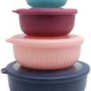 COOK WITH COLOR Prep Bowls with Lids- Wide and Deep Nesting Plastic Small Mixing Bowl Set with Lids, 8 Piece Set - Wide Bowls, Navy