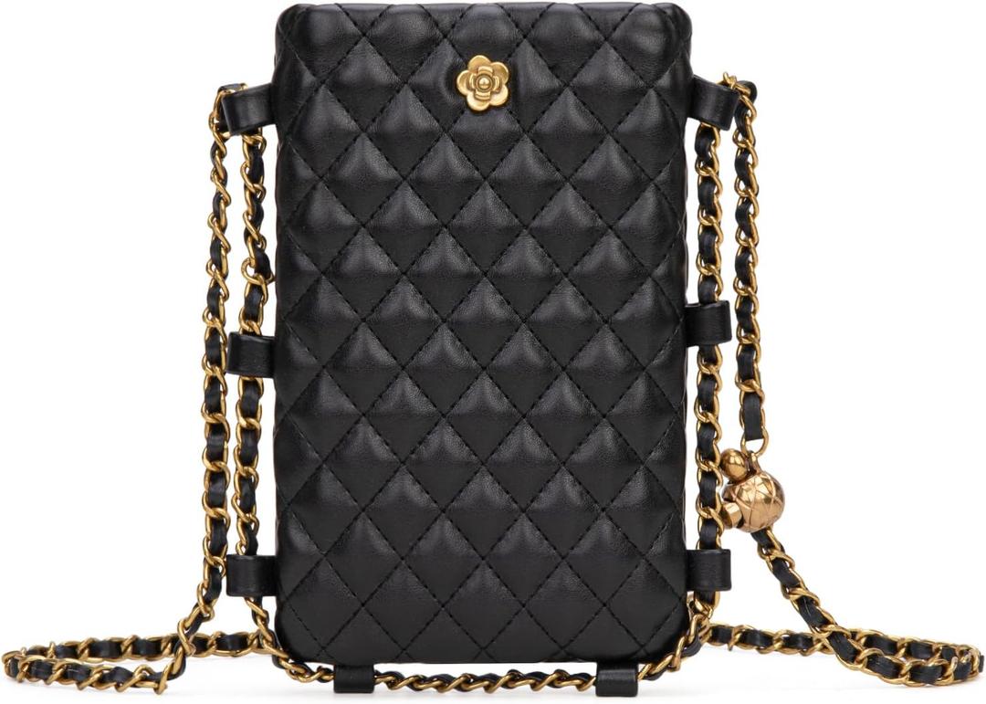 Montana West Quilted Mini Crossbody Bags for Women Trendy Cell Phone Purse (Black)