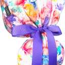 Scrub Cap for Women and Men, Ponytail Scrub Caps, Working Hat, Head Cover with Ribbon Ties and Buttons, Long Hair