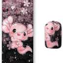 QOOMO Axolotl Cute Camping Sleeping Bags,3 Season Warm & Cool Weather,Lightweight,Waterproof Sleeping Bags for Adults & Kids,Traveling,and Outdoors (Axolotl Cherry Blossom)