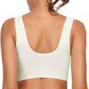 WOWENY Womens Seamless Wirefree Bras Comfortable Wireless Bras No Underwire Padded Push Up Soft Back Smoothing Bra (White, L)