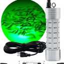 Underwater Fishing Light,Green Light for Fishing 150W High Brightness 20000 Lumens Green Fishing Light 110V&12V LED Submersible Fish Light for Boats,Docks or Kayaks,IP68 Fishing Lamp 30ft Power Cord
