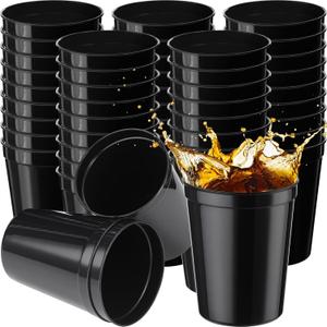 Yungyan 200 Pack 16 oz Reusable Plastic Stadium Party Cups, Black